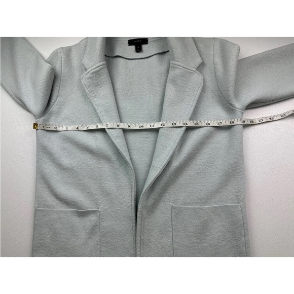 J Crew Sophie Open Front Blazer Womens Pastel Blue Cotton Wool Knit - Picture 6 of 7